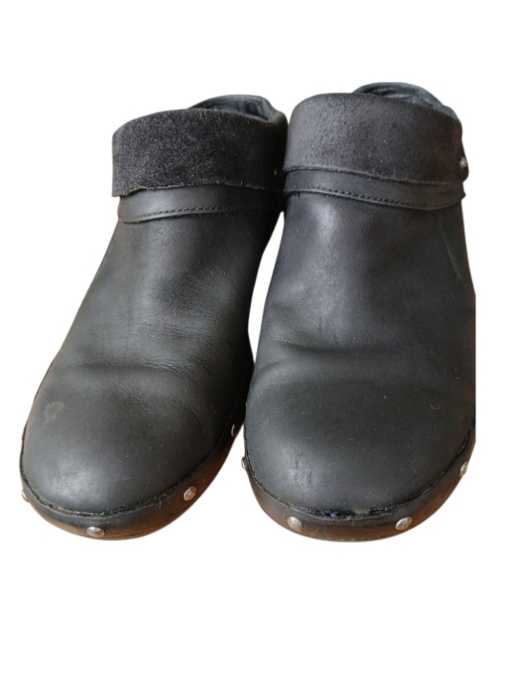 Merrell Luxe Wrap Black Leather Studded Slip-On Clog Mules, Sz 10 - Picture 13 of 15